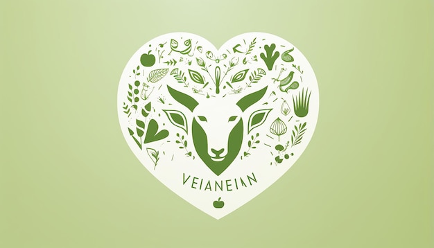 Logo veganes Unternehmen Strichzeichnung Silhouette des Herzens