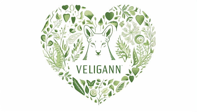 Logo veganes Unternehmen Strichzeichnung Silhouette des Herzens