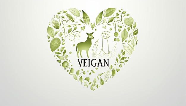 Logo veganes Unternehmen Strichzeichnung Silhouette des Herzens