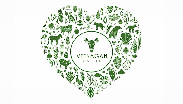 Logo veganes Unternehmen Strichzeichnung Silhouette des Herzens