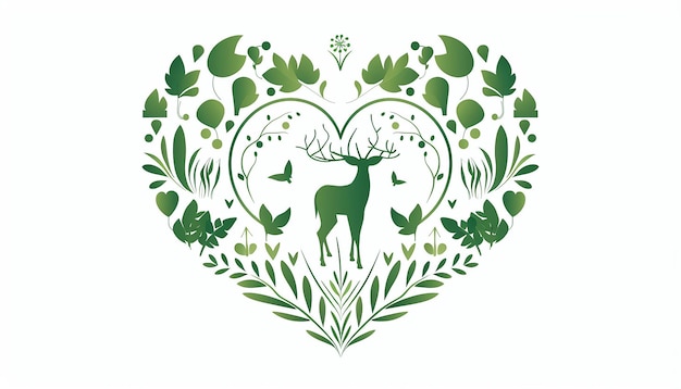 Logo veganes Unternehmen Strichzeichnung Silhouette des Herzens