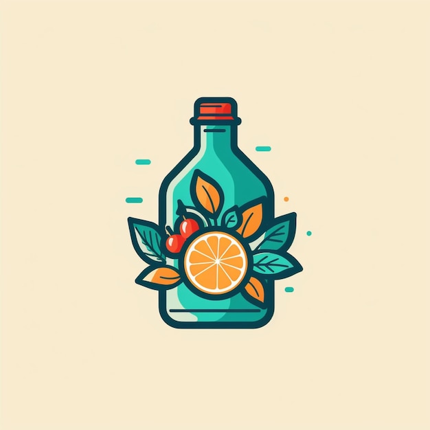 Logo-Vektorgrafik für Getränkeflaschen in flacher Farbe