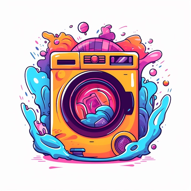 Logo-Vektorgrafik für Waschmaschine in flacher Farbe