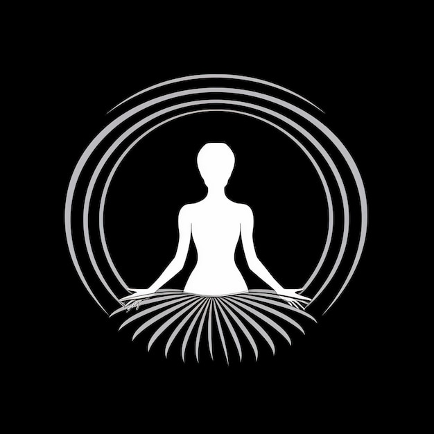 Foto logo von yoga lotusblumenlogo mit menschlicher silhouette ai generated