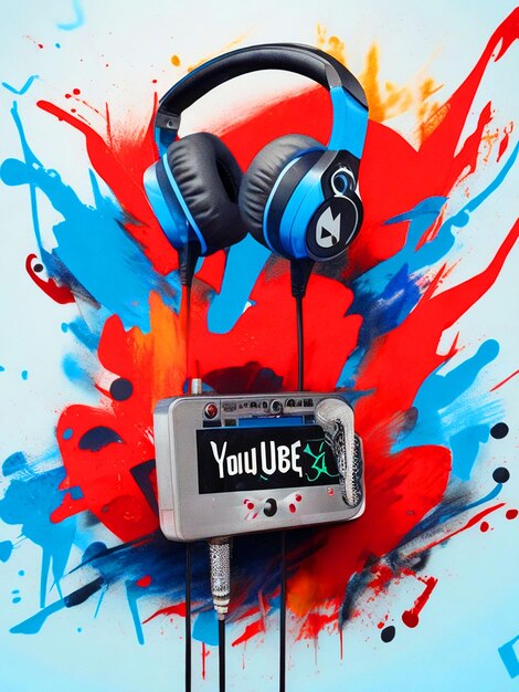 El logo de YouTube con un diseño de camiseta con micrófono y auriculares.