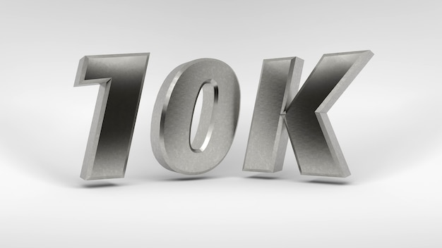 Logotipo de 10K aislado en la representación 3d del fondo blanco