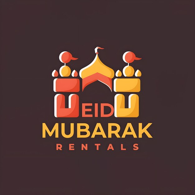 Foto logotipo 2d vetorizado minimalista eid mubarak tipografia