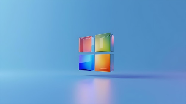 Logotipo 3D colorido en un fondo de gradiente azul suave