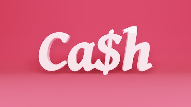 Logotipo 3D do Cash no fundo com sombras