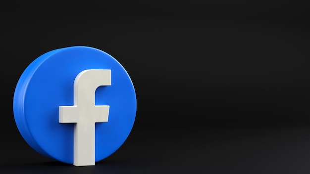 Logotipo 3d do facebook em fundo preto