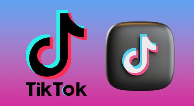 El logotipo 3D y el logotipo 2D de Tiktok