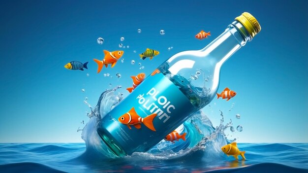 Logotipo 3D que representa la contaminación por plásticos