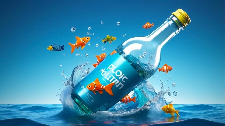 Logotipo 3D que representa la contaminación por plásticos