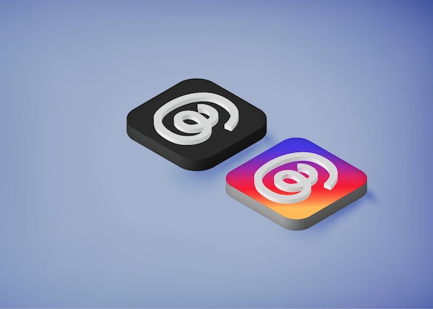 Logotipo 3d Threads Threads da rede social Meta Threads do Instagram