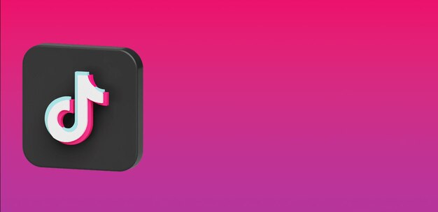 El logotipo 3D de Tiktok en colores de neón de fondo
