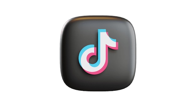 El logotipo 3D de Tiktok en fondo blanco