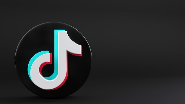 Logotipo 3D de TikTok en fondo negro