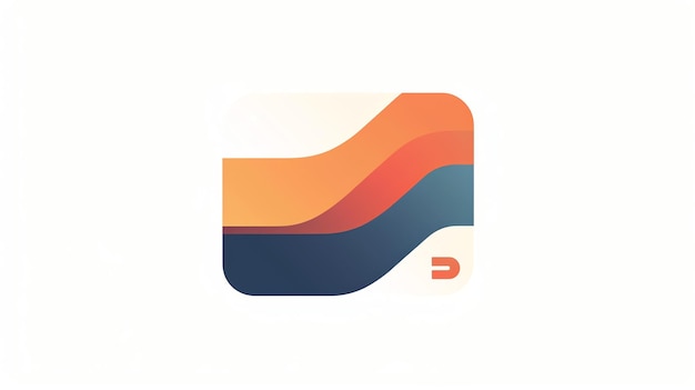 Un logotipo abstracto con una forma cuadrada redondeada y una D estilizada en el interior El fondo es un gradiente de naranja rojo y azul