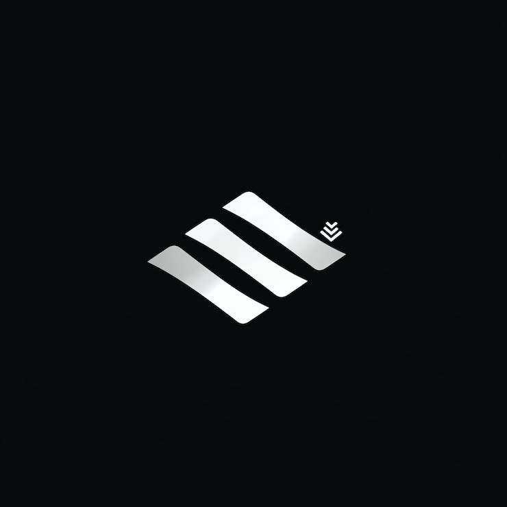 Foto logotipo abstracto con líneas curvas blancas sobre fondo negro