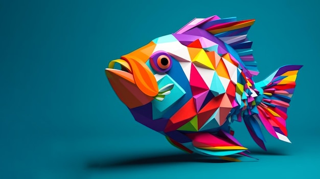 Logotipo abstrato colorido em forma de peixe generativo ai