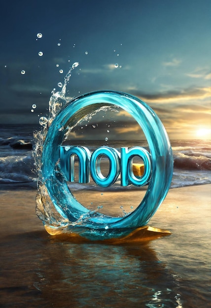 El logotipo de agua 3D dice N O O R texto arte del logotipo