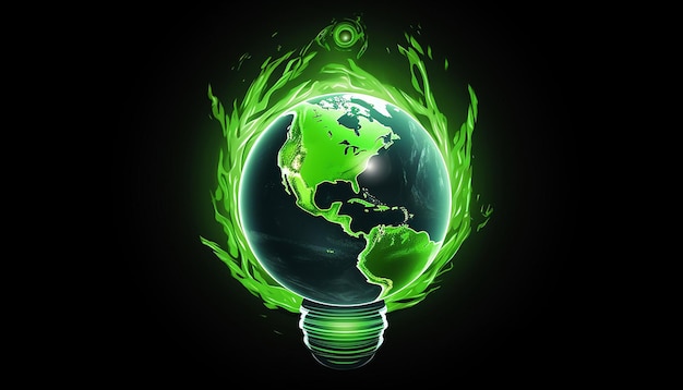 Foto el logotipo de ahorro de energía verde de la tierra hora de la tierra
