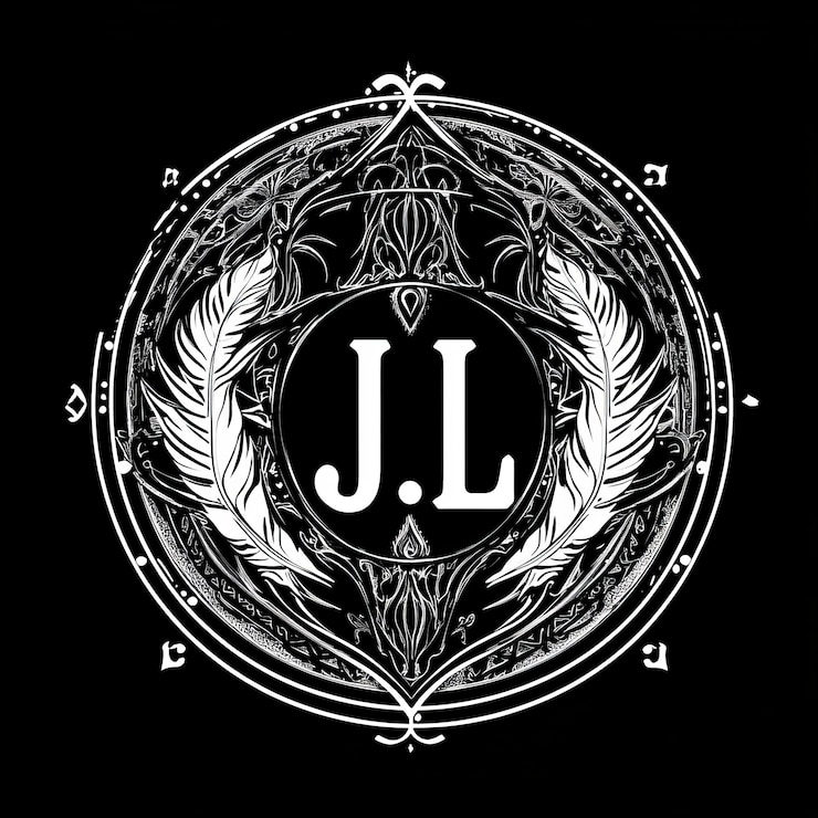 Foto logotipo alfabético de la letra j en colores blanco y negro