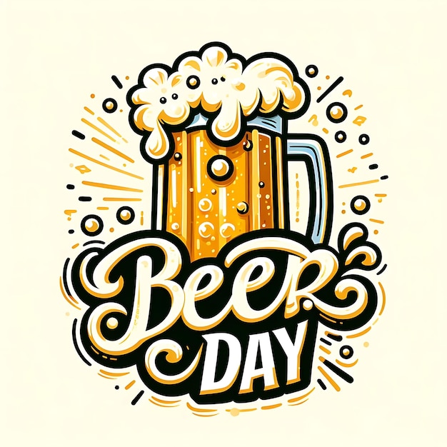 un logotipo amarillo y negro que dice día de la cerveza