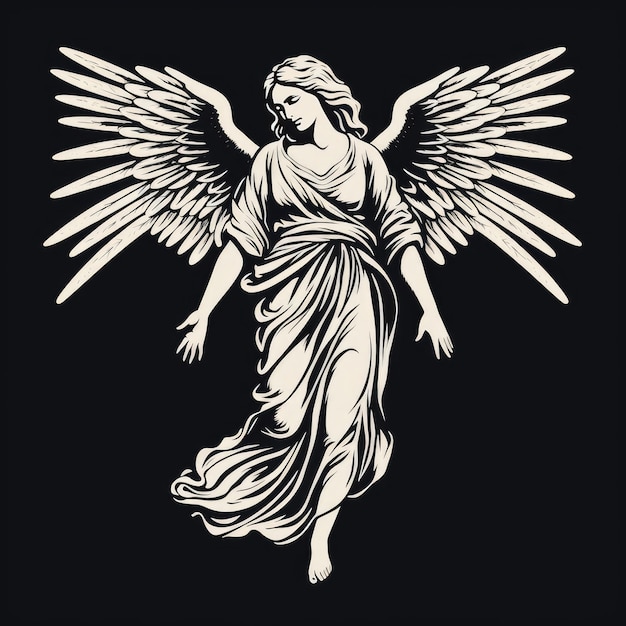 Logotipo del ángel en blanco y negro generado por IA Imagen