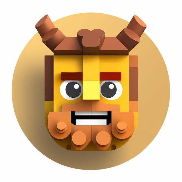 Logotipo de la aplicación moderna con dibujos animados de Satyr Lego
