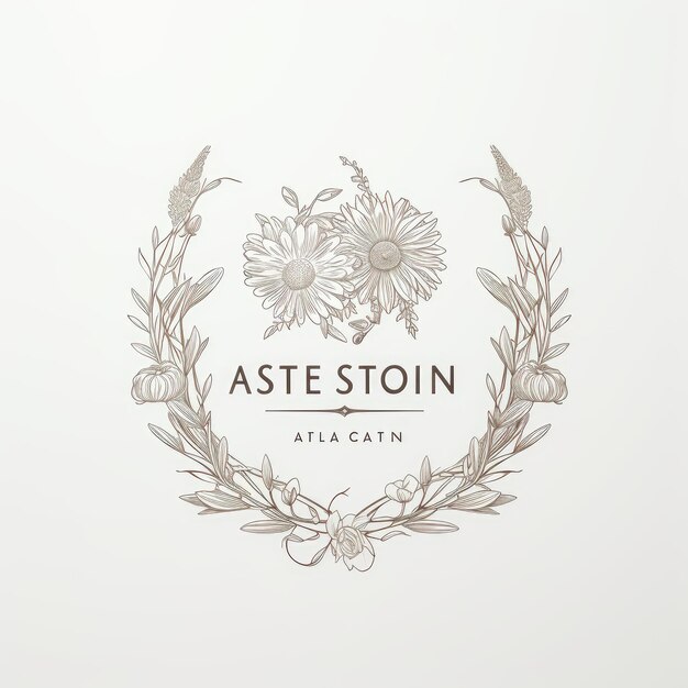 Foto logotipo de arte de línea encantadora para la decoración de aster que eleva los adornos de bodas