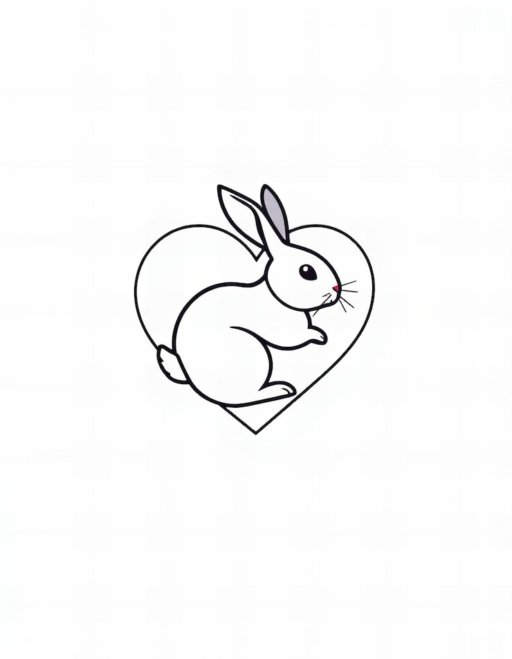 Foto logotipo de arte de línea simple de conejo dentro de corazón contorno de logotipo para sitio web sobre conejos y amor
