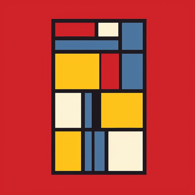 El logotipo de Arthur Crowson Flanders Red Ale con colores vibrantes inspirados en Mondrian