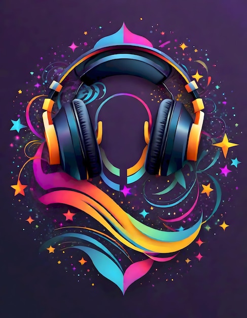 Foto el logotipo de los auriculares de estilo pop