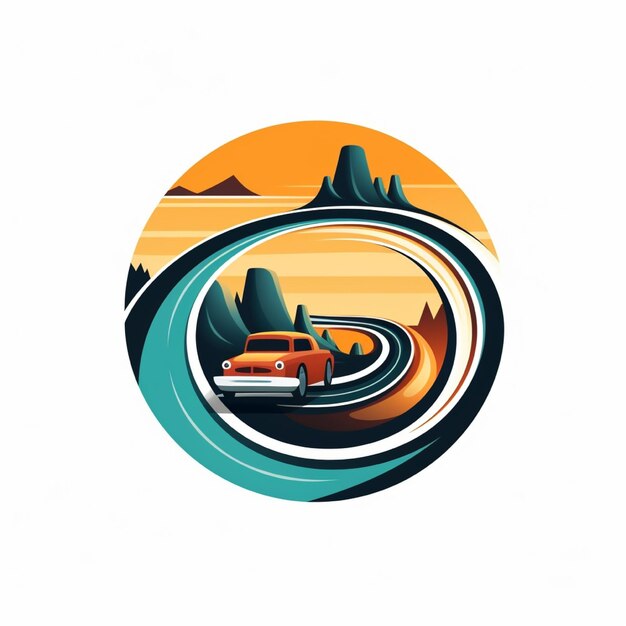 Logotipo del automóvil con carretera curva