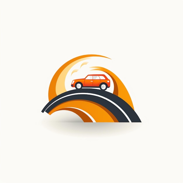Foto logotipo del automóvil con carretera curva