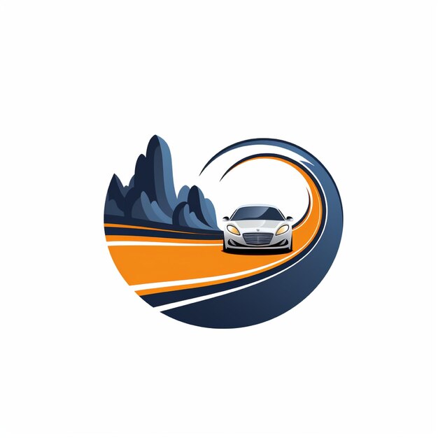 Logotipo del automóvil con carretera curva