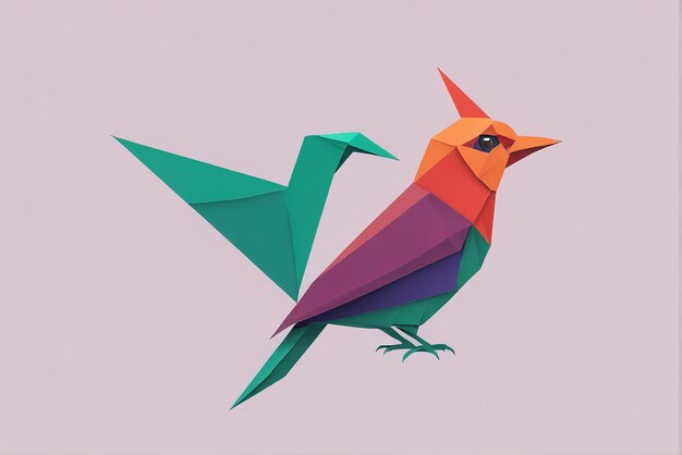 Foto logotipo de ave símbolo de ave un pájaro colorido hecho de papel