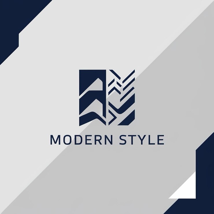 Foto un logotipo azul y blanco con un fondo azul con un diseño de diseño moderno