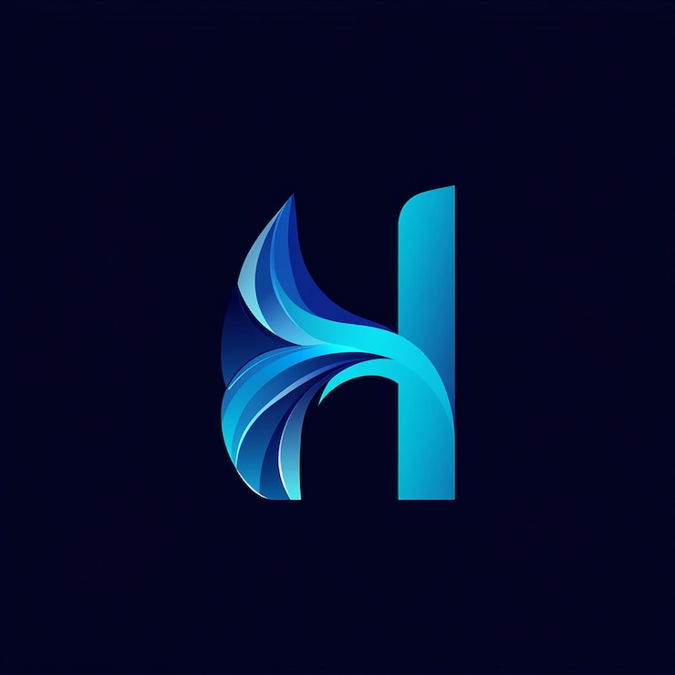 Foto un logotipo azul y blanco con una h azul y blanca