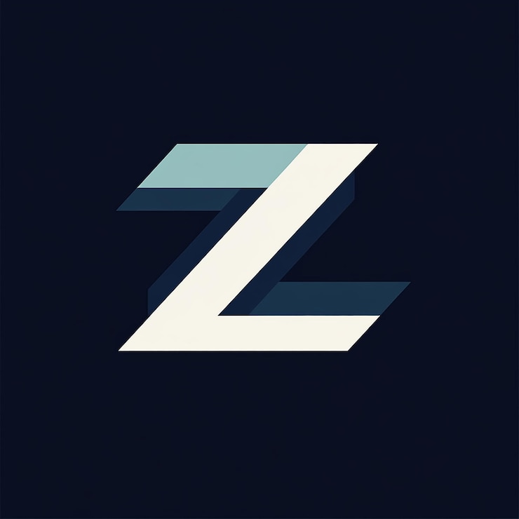 Foto un logotipo azul y blanco con una letra blanca z en él