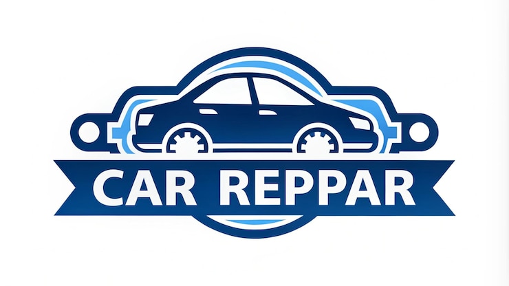 Foto un logotipo azul y blanco con una llave de coche en él