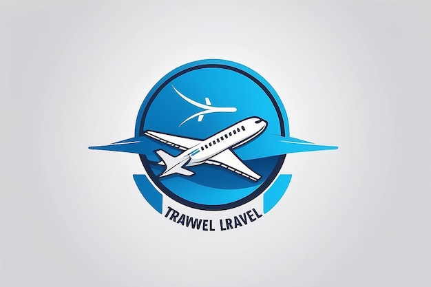 Foto logotipo azul de viagem e avião