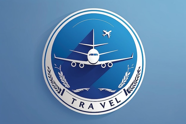 Foto logotipo azul de viagem e avião