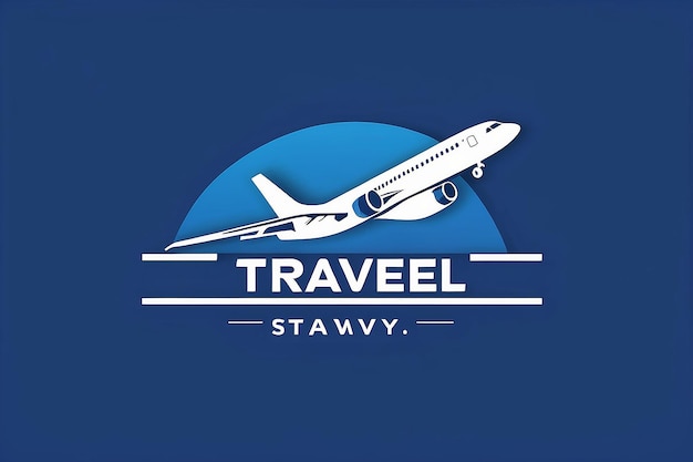 Logotipo azul de viagem e avião