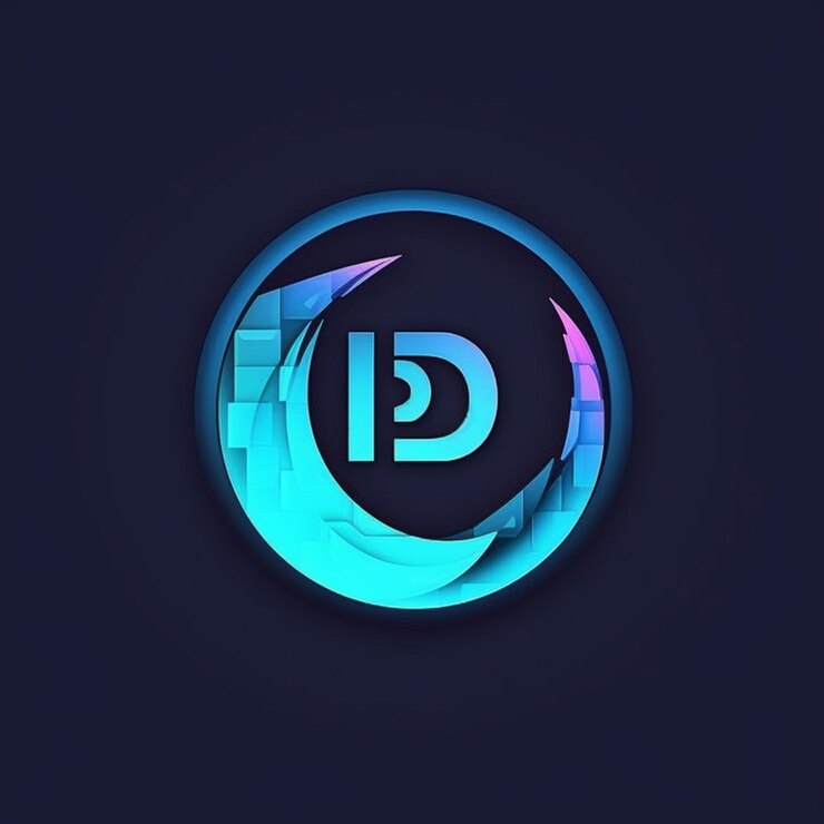 Foto un logotipo azul y morado con una forma circular ai generativa