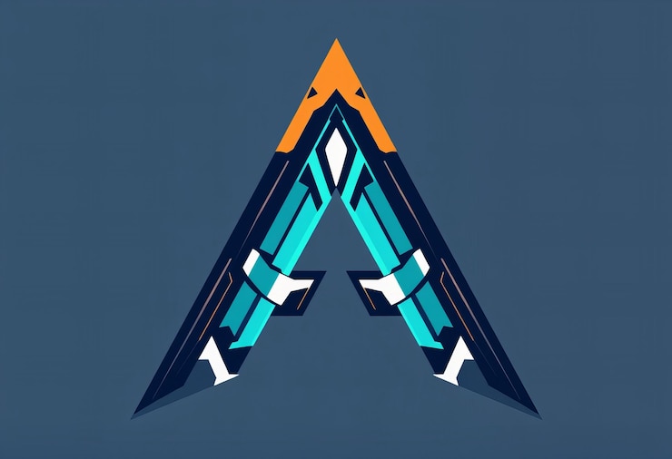 Foto un logotipo azul y naranja con una letra azul y narenja a