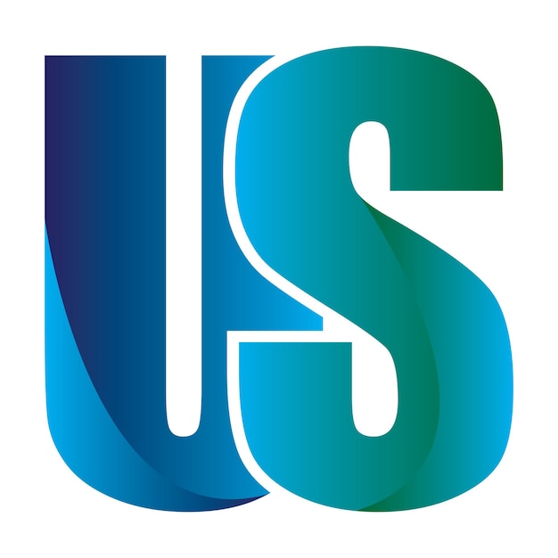 un logotipo azul y verde con las letras u y s