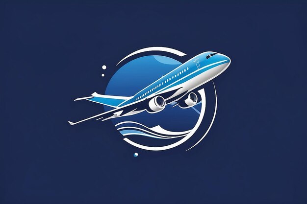 Foto logotipo azul de viaje y avión