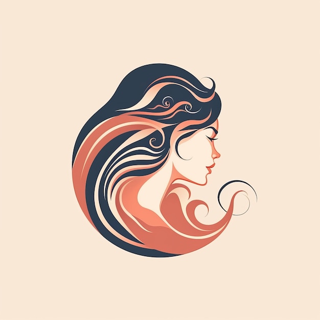 Logotipo de belleza de mujer en IA generativa de fondo simple